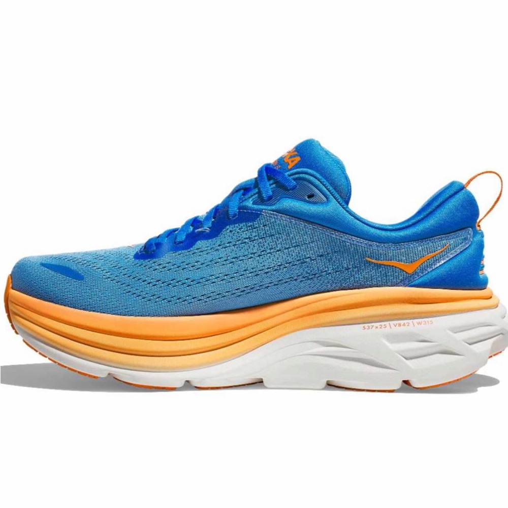 Hoka Bondi 8 Vibrant Blue and Orange Sneakers - Picture 4 of 10